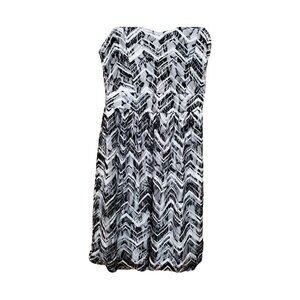 💎187 BeBop Strapless Black and White Mini Dress
